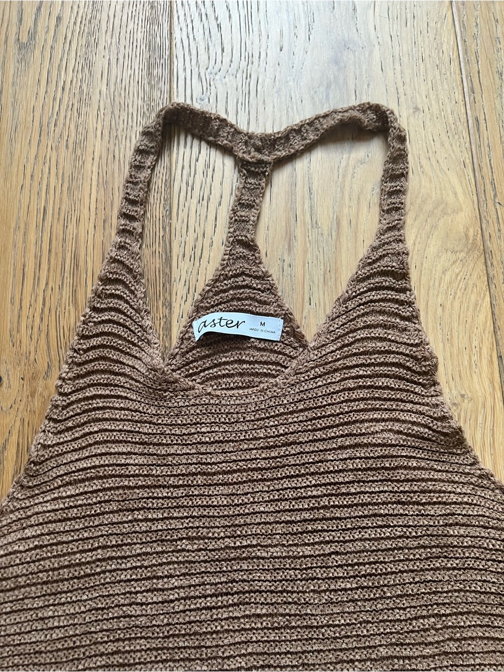 Aster Knit Racerback Tank Top in Brown